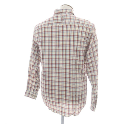 【中古】ザノースフェイス THE NORTH FACE ポリエステルキュプラ チェック カジュアルシャツ ホワイトxレディッシュブラウン【 L 】【 状態ランクB 】【 メンズ 】