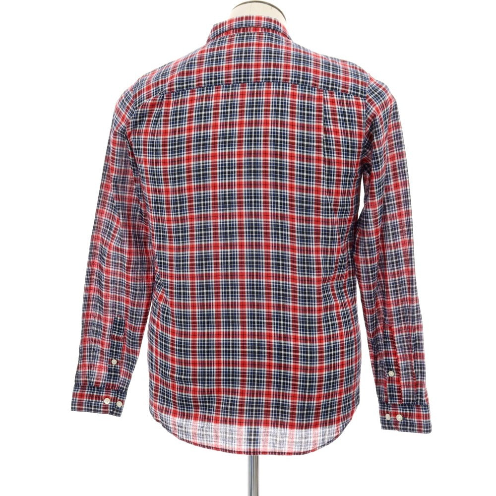 【中古】ザノースフェイス THE NORTH FACE ポリエステルコットンリネン チェック カジュアルシャツ レッドxネイビー【サイズL】【 状態ランクB 】【 メンズ 】