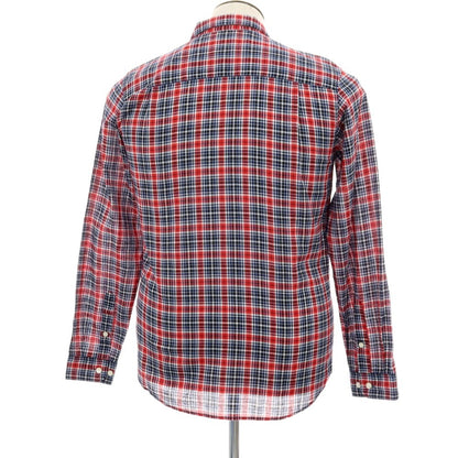 【中古】ザノースフェイス THE NORTH FACE ポリエステルコットンリネン チェック カジュアルシャツ レッドxネイビー【サイズL】【 状態ランクB 】【 メンズ 】