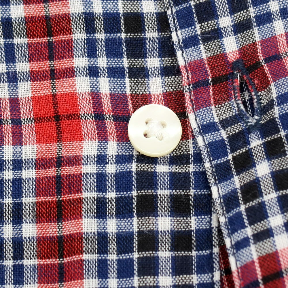 【中古】ザノースフェイス THE NORTH FACE ポリエステルコットンリネン チェック カジュアルシャツ レッドxネイビー【サイズL】【 状態ランクB 】【 メンズ 】