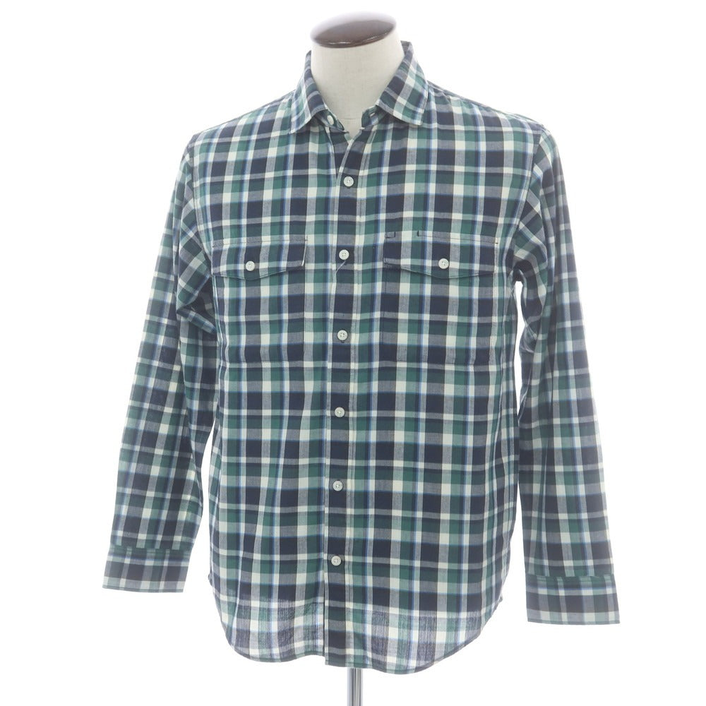 【中古】ザノースフェイス THE NORTH FACE ポリエステルマキシフレッシュ チェック カジュアルシャツ ネイビーxグリーン【 L 】【 状態ランクB 】【 メンズ 】