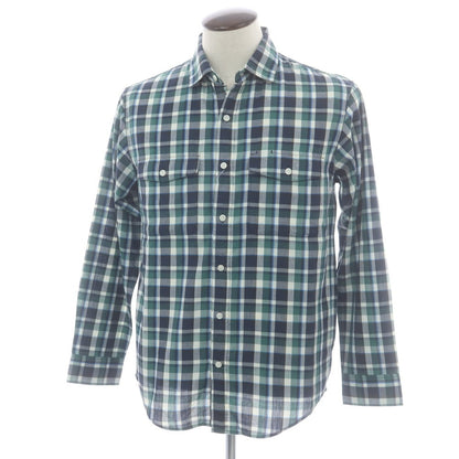 【中古】ザノースフェイス THE NORTH FACE ポリエステルマキシフレッシュ チェック カジュアルシャツ ネイビーxグリーン【 L 】【 状態ランクB 】【 メンズ 】