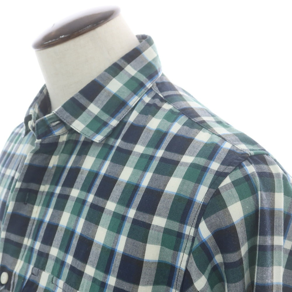 【中古】ザノースフェイス THE NORTH FACE ポリエステルマキシフレッシュ チェック カジュアルシャツ ネイビーxグリーン【サイズL】【 状態ランクB 】【 メンズ 】 [CPD]