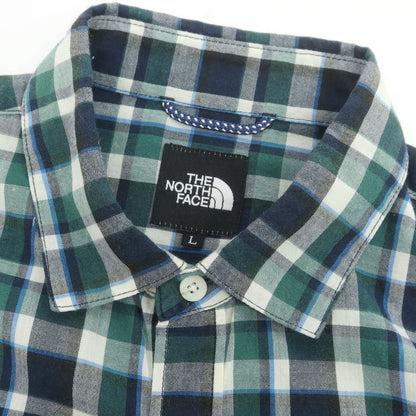 【中古】ザノースフェイス THE NORTH FACE ポリエステルマキシフレッシュ チェック カジュアルシャツ ネイビーxグリーン【 L 】【 状態ランクB 】【 メンズ 】