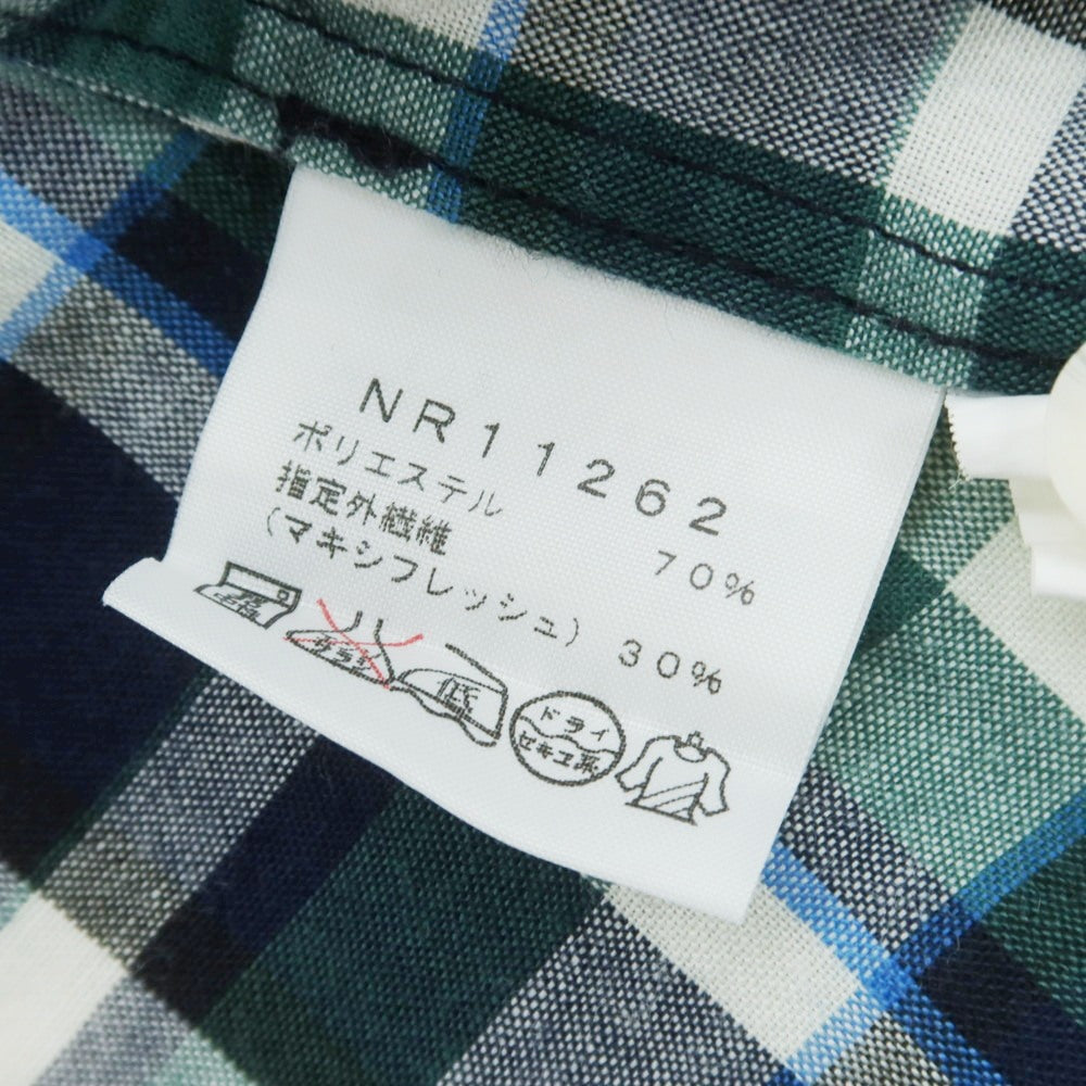 【中古】ザノースフェイス THE NORTH FACE ポリエステルマキシフレッシュ チェック カジュアルシャツ ネイビーxグリーン【 L 】【 状態ランクB 】【 メンズ 】