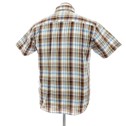 【中古】ザノースフェイス THE NORTH FACE ポリエステルコットン チェック 半袖シャツ ブラウンxホワイト【サイズL】【 状態ランクB 】【 メンズ 】