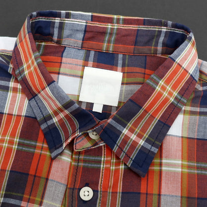 【中古】ザノースフェイス THE NORTH FACE ポリエステル チェック 半袖シャツ オレンジxネイビー【サイズL】【 状態ランクB 】【 メンズ 】