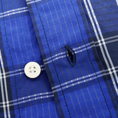 【中古】ザノースフェイス THE NORTH FACE ナイロン チェック ボタンダウン 半袖シャツ ウルトラマリンブルーxネイビー【サイズM】【 状態ランクB 】【 メンズ 】