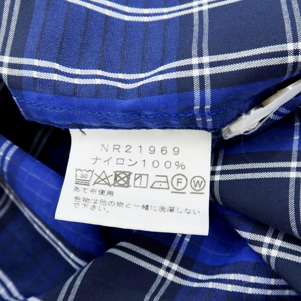 【中古】ザノースフェイス THE NORTH FACE ナイロン チェック ボタンダウン 半袖シャツ ウルトラマリンブルーxネイビー【サイズM】【 状態ランクB 】【 メンズ 】 [DPD]