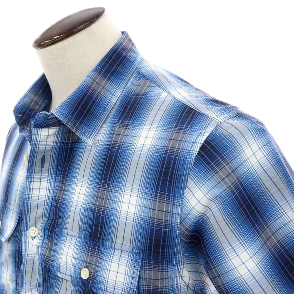 【中古】ザノースフェイス THE NORTH FACE ナイロンポリエステル チェック 半袖シャツ コバルトブルーxホワイト【サイズL】【 状態ランクB 】【 メンズ 】