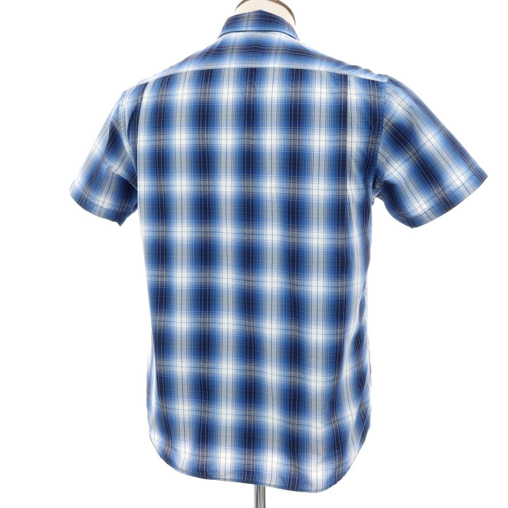 【中古】ザノースフェイス THE NORTH FACE ナイロンポリエステル チェック 半袖シャツ コバルトブルーxホワイト【サイズL】【 状態ランクB 】【 メンズ 】