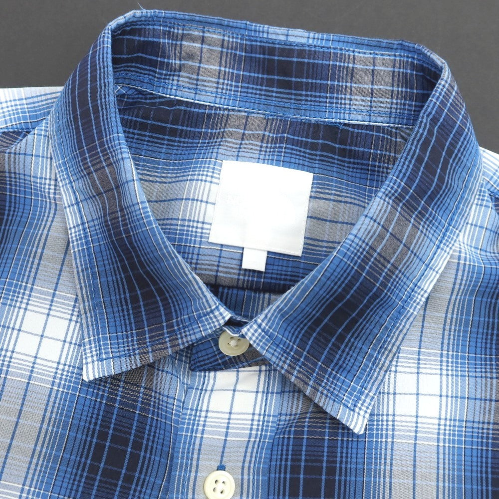 【中古】ザノースフェイス THE NORTH FACE ナイロンポリエステル チェック 半袖シャツ コバルトブルーxホワイト【サイズL】【 状態ランクB 】【 メンズ 】