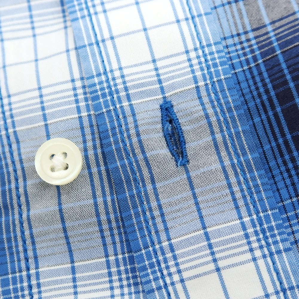 【中古】ザノースフェイス THE NORTH FACE ナイロンポリエステル チェック 半袖シャツ コバルトブルーxホワイト【サイズL】【 状態ランクB 】【 メンズ 】