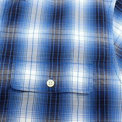 【中古】ザノースフェイス THE NORTH FACE ナイロンポリエステル チェック 半袖シャツ コバルトブルーxホワイト【サイズL】【 状態ランクB 】【 メンズ 】