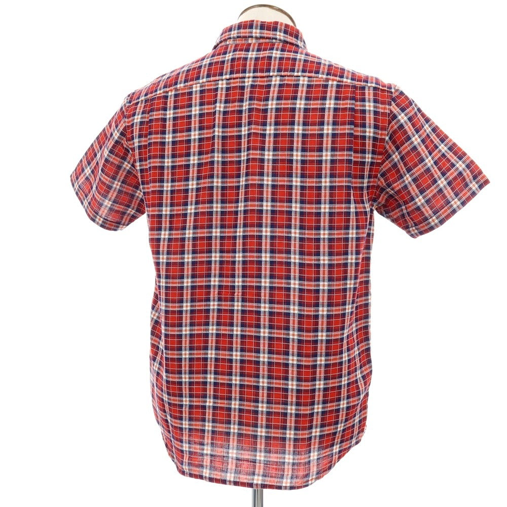 【中古】ザノースフェイス THE NORTH FACE コットンポリエステル チェック 半袖シャツ レッドxネイビー【サイズL】【 状態ランクB 】【 メンズ 】 [DPD]