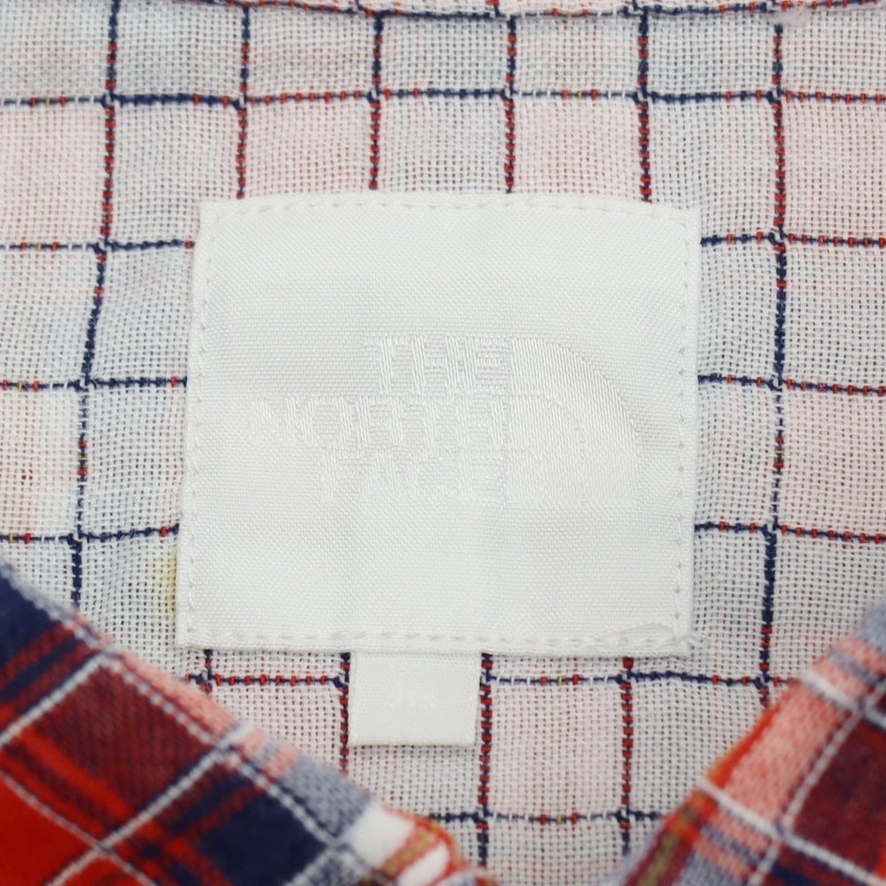 【中古】ザノースフェイス THE NORTH FACE コットンポリエステル チェック 半袖シャツ レッドxネイビー【サイズL】【 状態ランクB 】【 メンズ 】 [DPD]