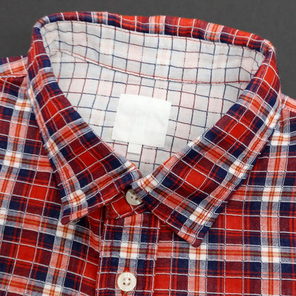 【中古】ザノースフェイス THE NORTH FACE コットンポリエステル チェック 半袖シャツ レッドxネイビー【サイズL】【 状態ランクB 】【 メンズ 】