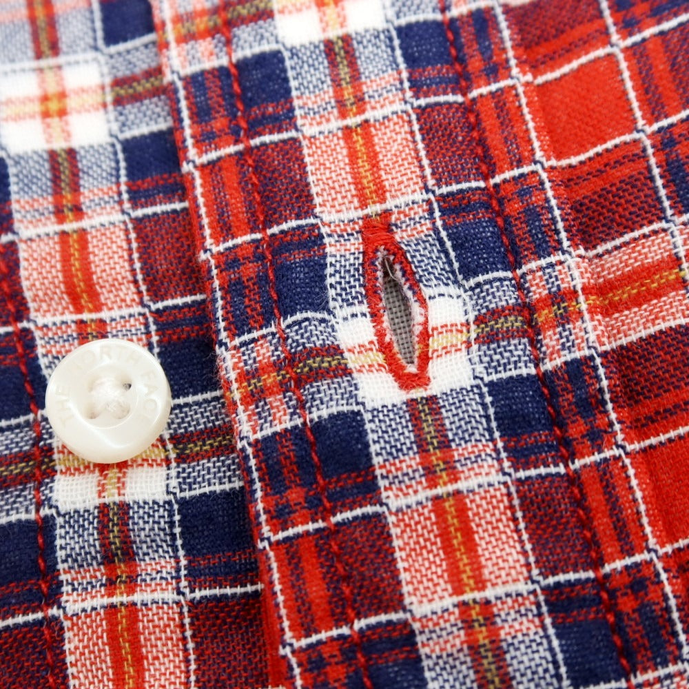 【中古】ザノースフェイス THE NORTH FACE コットンポリエステル チェック 半袖シャツ レッドxネイビー【サイズL】【 状態ランクB 】【 メンズ 】