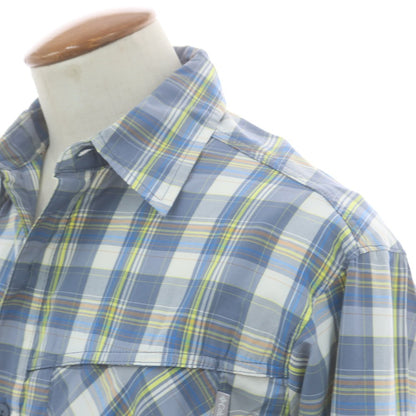 【中古】コロンビア Columbia INSECT BLOCKER ポリエステルナイロン チェック カジュアルシャツ ブルーグレーxホワイト×蛍光イエロー【 M 】【 状態ランクB 】【 メンズ 】