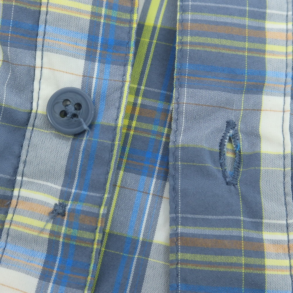 【中古】コロンビア Columbia INSECT BLOCKER ポリエステルナイロン チェック カジュアルシャツ ブルーグレーxホワイト×蛍光イエロー【 M 】【 状態ランクB 】【 メンズ 】