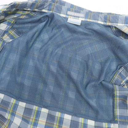 【中古】コロンビア Columbia INSECT BLOCKER ポリエステルナイロン チェック カジュアルシャツ ブルーグレーxホワイト×蛍光イエロー【 M 】【 状態ランクB 】【 メンズ 】