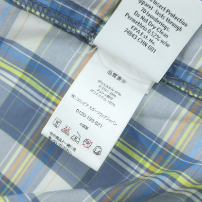 【中古】コロンビア Columbia INSECT BLOCKER ポリエステルナイロン チェック カジュアルシャツ ブルーグレーxホワイト×蛍光イエロー【 M 】【 状態ランクB 】【 メンズ 】