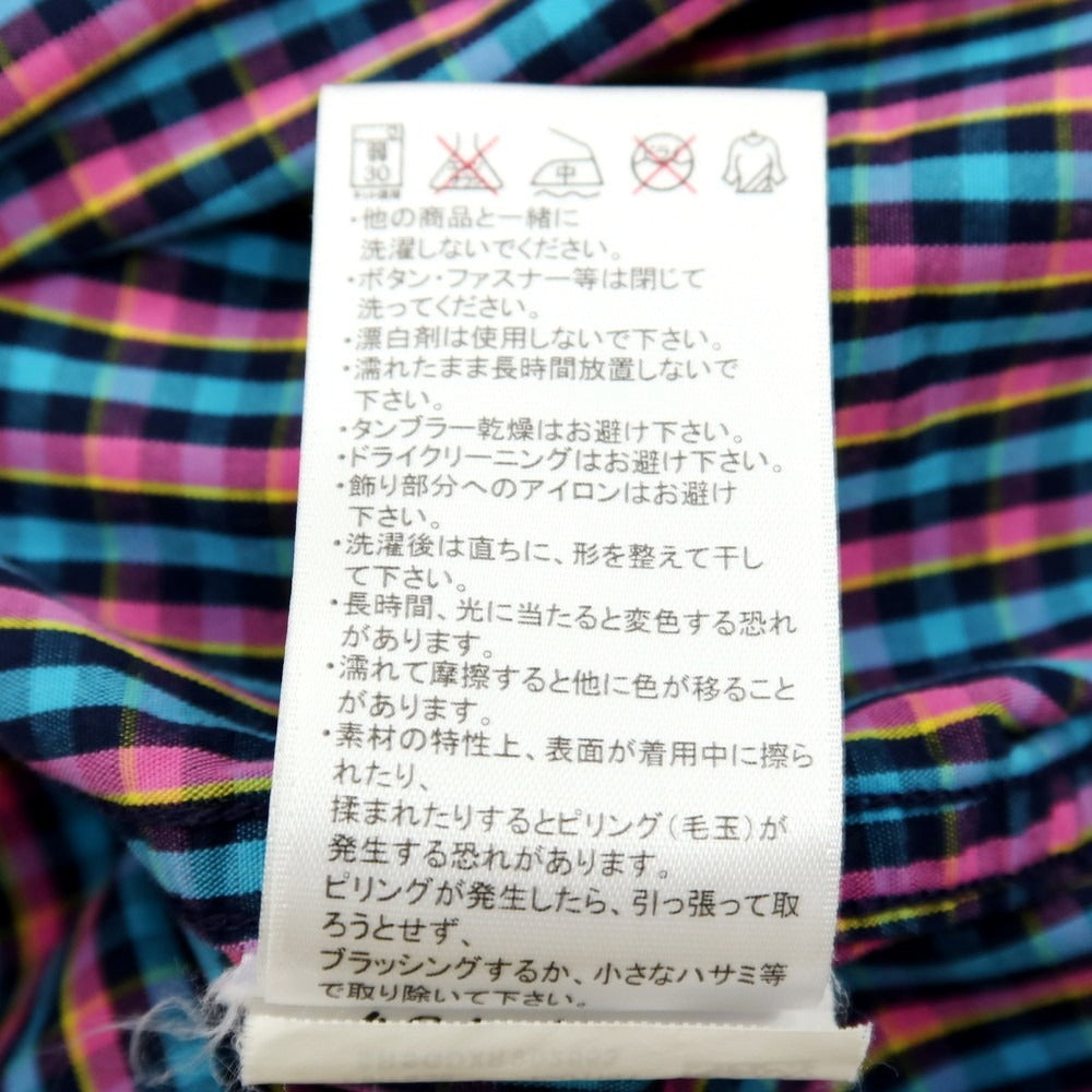 【中古】コロンビア Columbia コットン チェック ボタンダウン 半袖シャツ ブルーxピンク【サイズL】【 状態ランクB 】【 メンズ 】 [DPD]