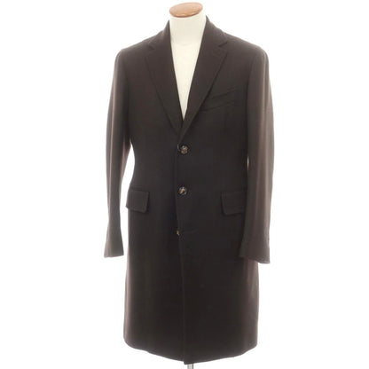 【中古】【未使用】スティレ ラティーノ STILE LATINO ウールカシミヤ チェスターフィールドコート ダークブラウン【 48 】【 状態ランクS 】【 メンズ 】