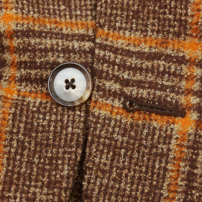 【中古】【未使用】カルーゾ CARUSO aida アルパカコットンナイロン チェック 3B テーラードジャケット ブラウンxオレンジ【 50 】【 状態ランクS 】【 メンズ 】