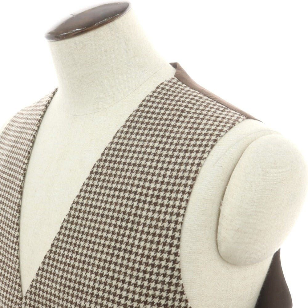 【中古】【未使用】タリアトーレ TAGLIATORE ウールコットン ハウンドトゥース柄 ドレス系ジレ ブラウンxベージュ【 50 】【 状態ランクS 】【 メンズ 】