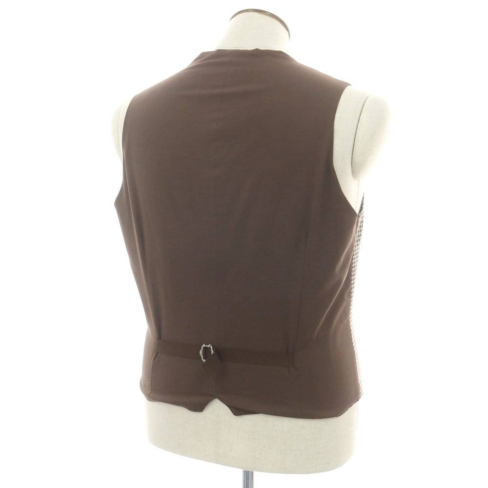 【中古】【未使用】タリアトーレ TAGLIATORE ウールコットン ハウンドトゥース柄 ドレス系ジレ ブラウンxベージュ【 50 】【 状態ランクS 】【 メンズ 】