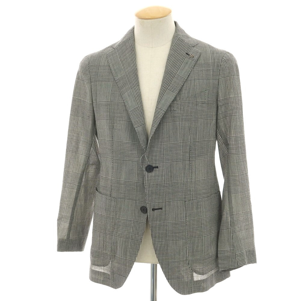 【中古】タリアトーレ TAGLIATORE ウール グレンチェック 2B テーラードジャケット ホワイトxブラック【 44 】【 状態ランクB 】【 メンズ 】