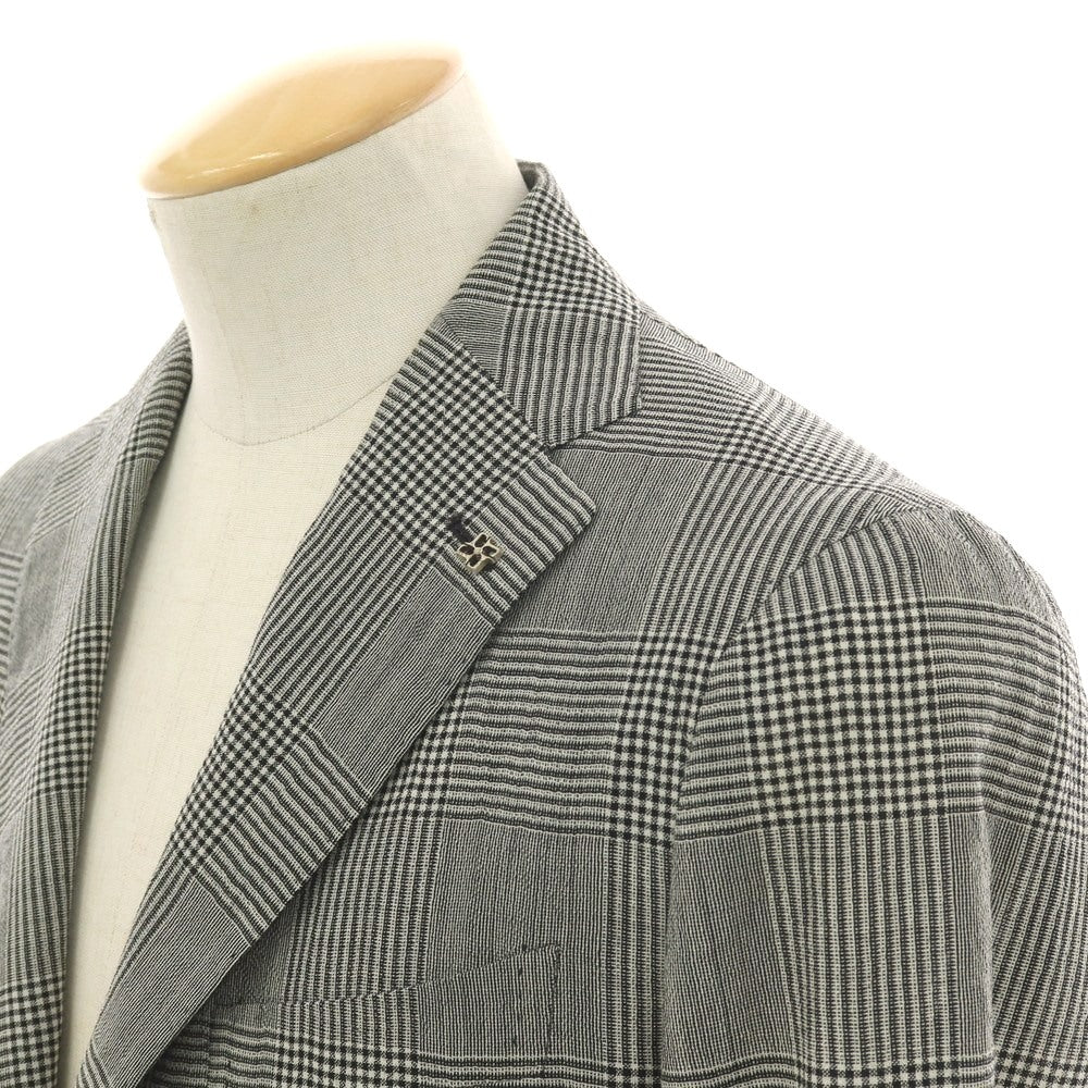 【中古】タリアトーレ TAGLIATORE ウール グレンチェック 2B テーラードジャケット ホワイトxブラック【 44 】【 状態ランクB 】【 メンズ 】
