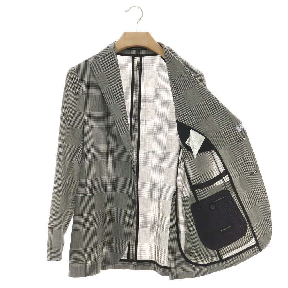 【中古】タリアトーレ TAGLIATORE ウール グレンチェック 2B テーラードジャケット ホワイトxブラック【 44 】【 状態ランクB 】【 メンズ 】