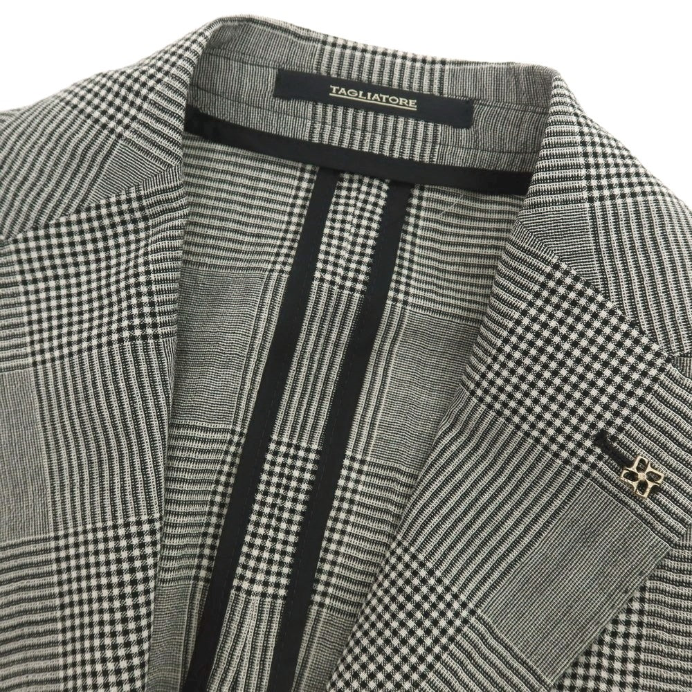 【中古】タリアトーレ TAGLIATORE ウール グレンチェック 2B テーラードジャケット ホワイトxブラック【 44 】【 状態ランクB 】【 メンズ 】