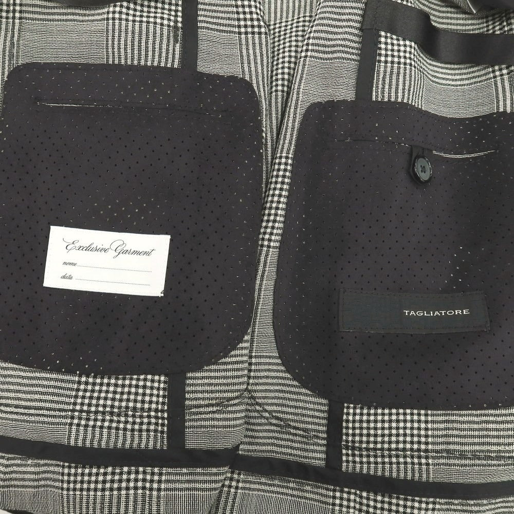 【中古】タリアトーレ TAGLIATORE ウール グレンチェック 2B テーラードジャケット ホワイトxブラック【 44 】【 状態ランクB 】【 メンズ 】