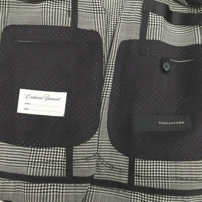 【中古】タリアトーレ TAGLIATORE ウール グレンチェック 2B テーラードジャケット ホワイトxブラック【 44 】【 状態ランクB 】【 メンズ 】