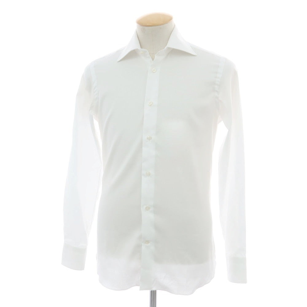 【中古】ボリエッロ BORRIELLO NO ARON コットン ワイドカラー ドレスシャツ ホワイト【 37 】【 状態ランクB 】【 メンズ 】