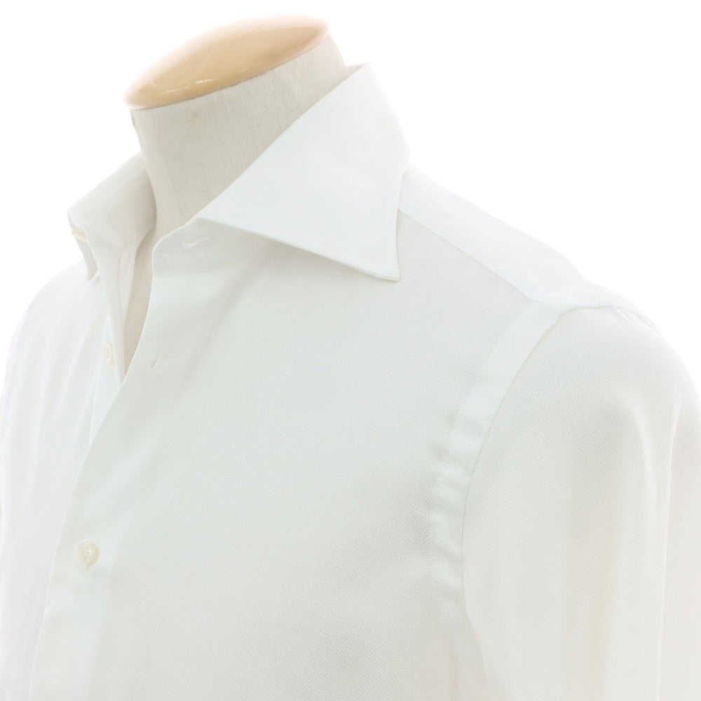 【中古】ボリエッロ BORRIELLO NO ARON コットン ワイドカラー ドレスシャツ ホワイト【 37 】【 状態ランクB 】【 メンズ 】