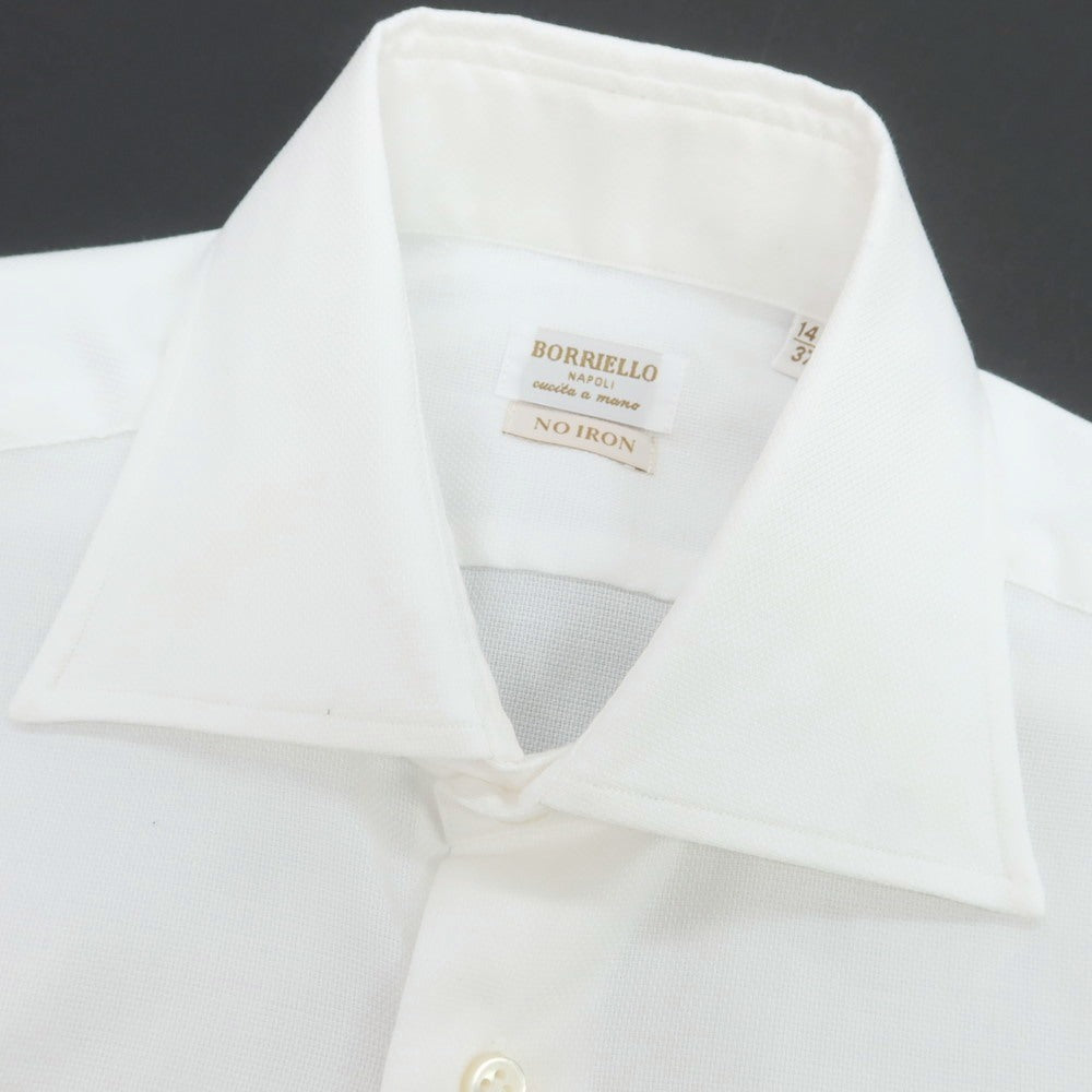【中古】ボリエッロ BORRIELLO NO ARON コットン ワイドカラー ドレスシャツ ホワイト【 37 】【 状態ランクB 】【 メンズ 】