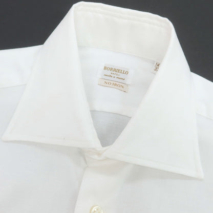 【中古】ボリエッロ BORRIELLO NO ARON コットン ワイドカラー ドレスシャツ ホワイト【 37 】【 状態ランクB 】【 メンズ 】