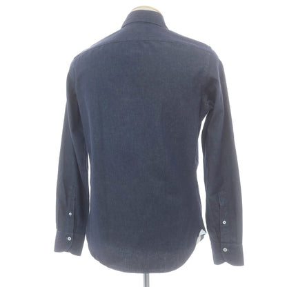 【中古】ジャンネット giannetto コットン デニム カッタウェイ カジュアルシャツ ネイビー【 37 】【 状態ランクB 】【 メンズ 】