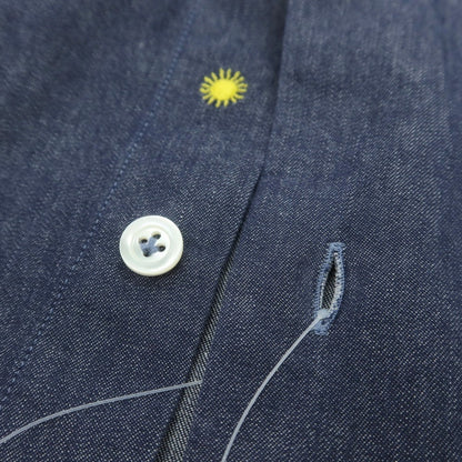 【中古】ジャンネット giannetto コットン デニム カッタウェイ カジュアルシャツ ネイビー【 37 】【 状態ランクB 】【 メンズ 】