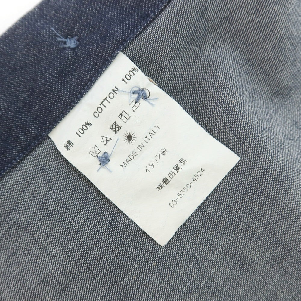 【中古】ジャンネット giannetto コットン デニム カッタウェイ カジュアルシャツ ネイビー【 37 】【 状態ランクB 】【 メンズ 】