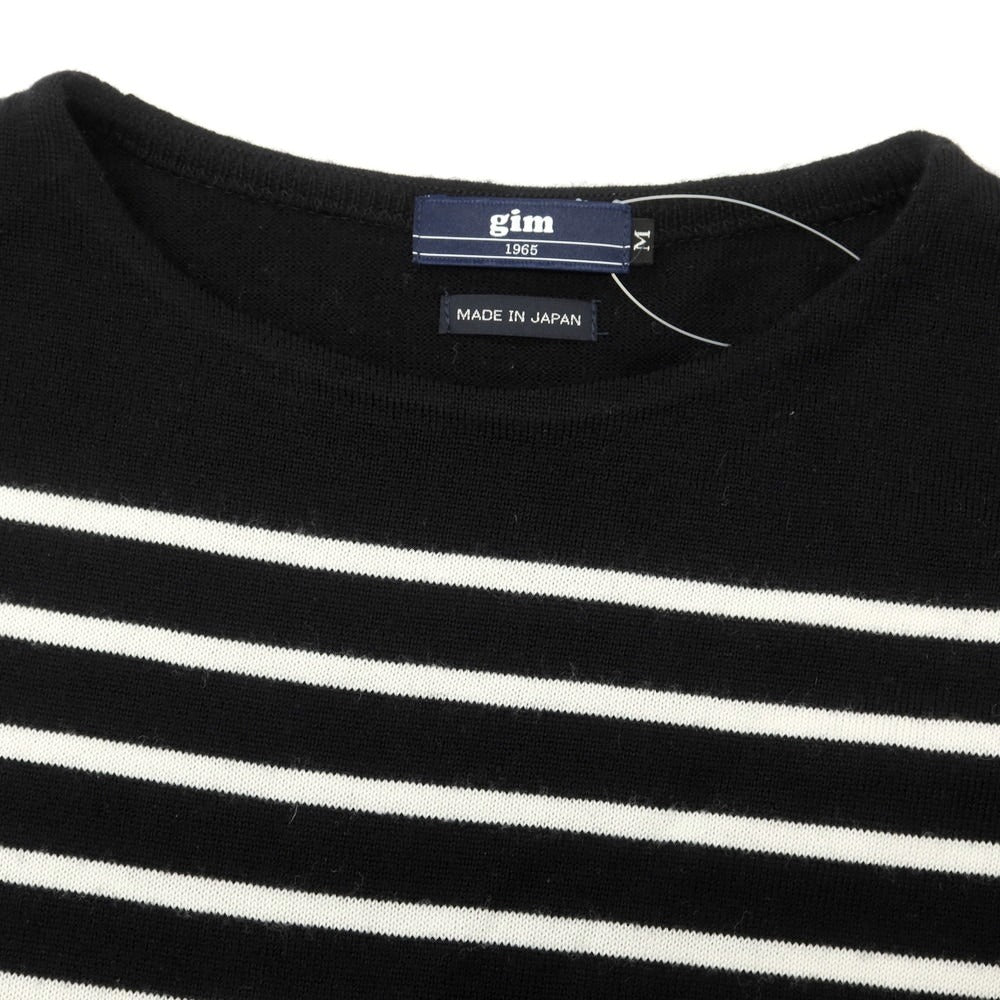 【中古】ジム gim ハイゲージウール プルオーバーニット ブラックxオフホワイト【 M 】【 状態ランクB 】【 メンズ 】