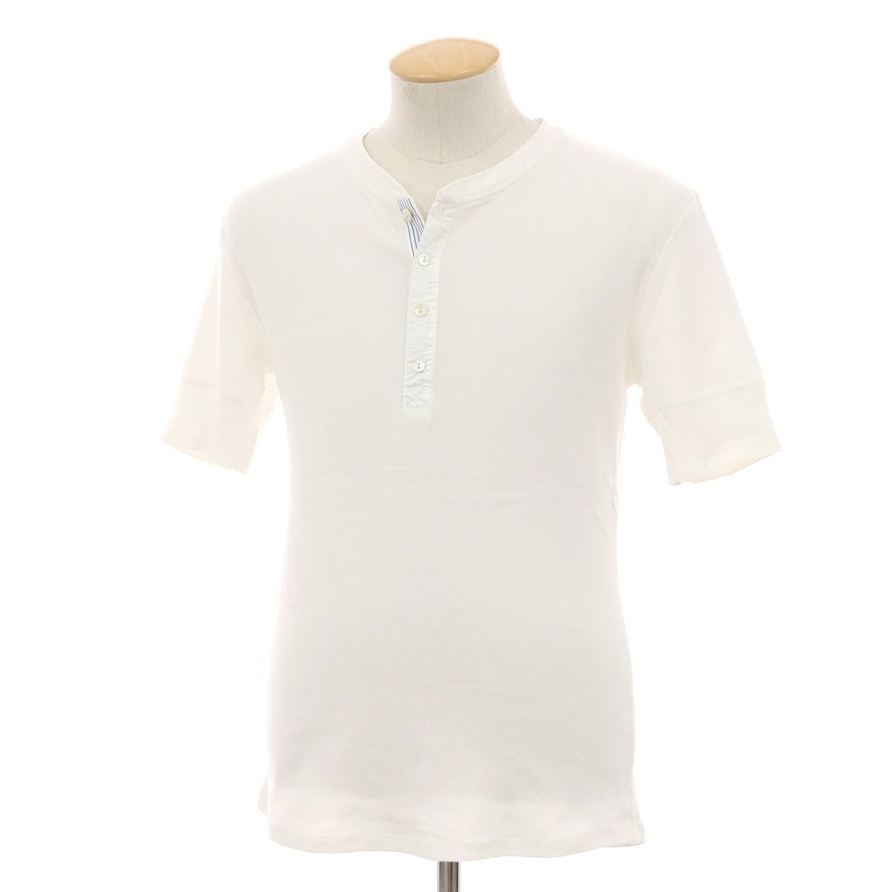 【中古】シーサー Schiesser コットン リブ ヘンリーネック 半袖Ｔシャツ ホワイト【サイズ4】【 状態ランクB 】【 メンズ 】