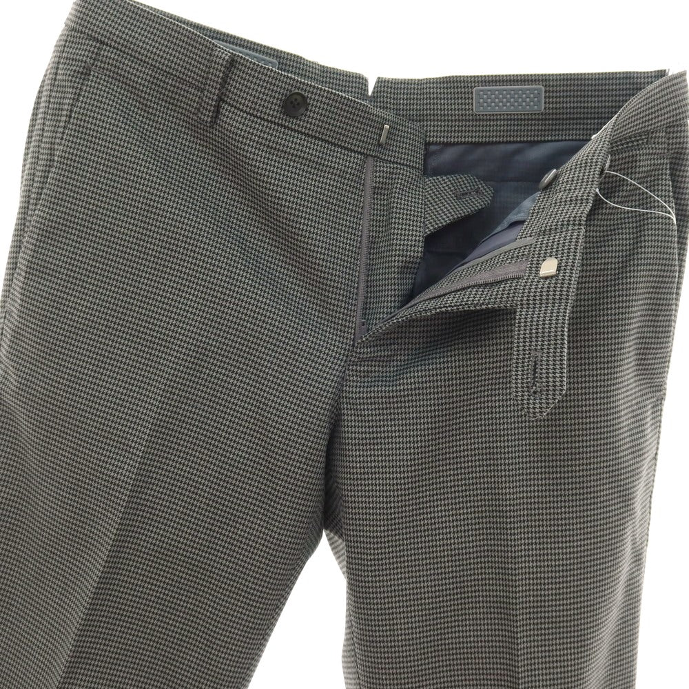【中古】スーツカンパニー THE SUIT COMPANY PLUS SOLOTEX ポリエステル ハウンドトゥース ドレススラックスパンツ グレーxブラック【サイズM】【 状態ランクA 】【 メンズ 】