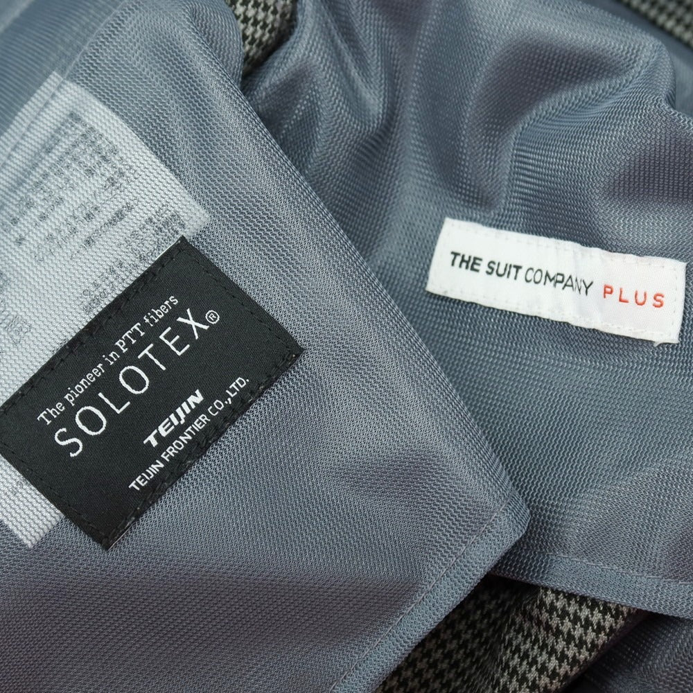 【中古】スーツカンパニー THE SUIT COMPANY PLUS SOLOTEX ポリエステル ハウンドトゥース ドレススラックスパンツ グレーxブラック【サイズM】【 状態ランクA 】【 メンズ 】