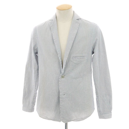 【中古】ラルディーニ LARDINI コットン ストライプ 3B カジュアルジャケット ホワイトxネイビー【 S 】【 状態ランクC 】【 メンズ 】