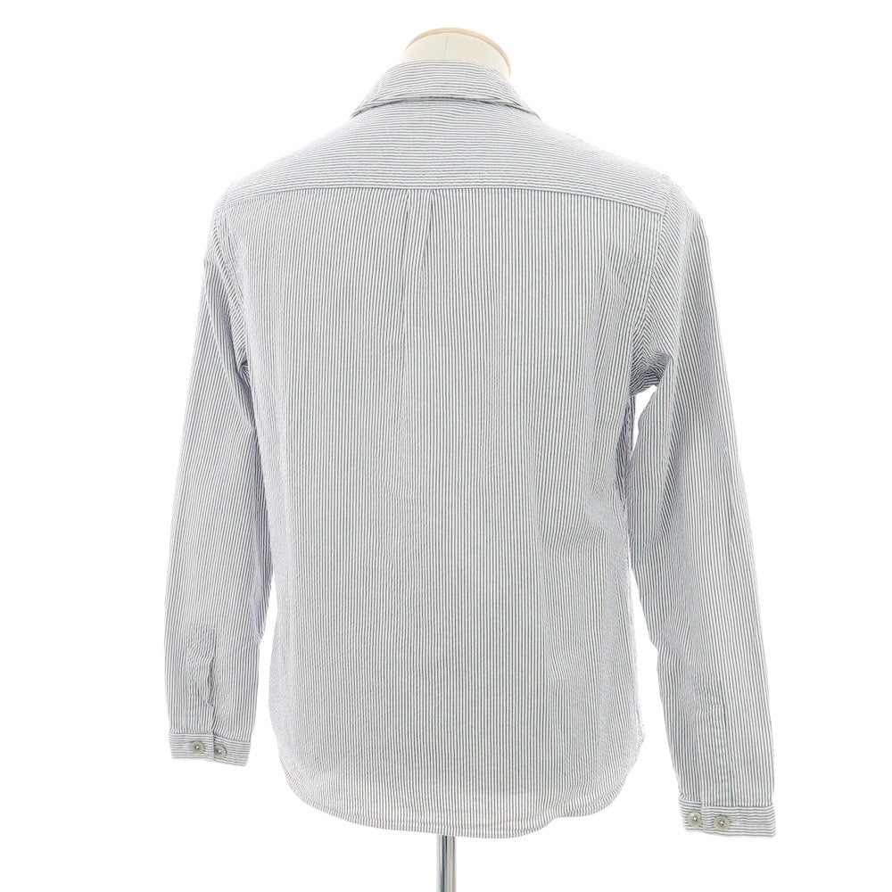 【中古】ラルディーニ LARDINI コットン ストライプ 3B カジュアルジャケット ホワイトxネイビー【 S 】【 状態ランクC 】【 メンズ 】